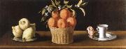 Francisco de Zurbaran still life with lemons,oranges and a rose Sweden oil painting reproduction